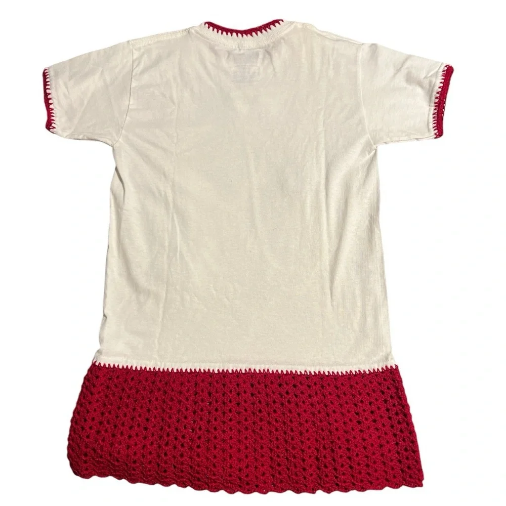 Hand Crafted Ladybug Dress with Matching Purse Crochet Red around White T Shirt - Picture 11 of 14